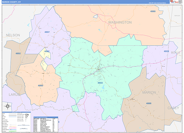 Marion County, KY Wall Map
