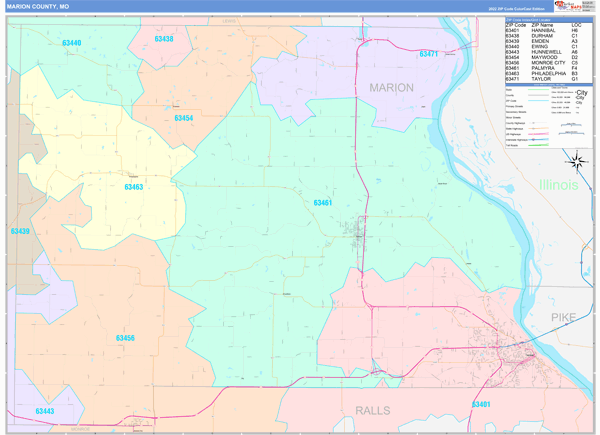 Marion County, MO Zip Code Map