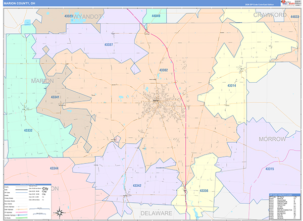 Marion County, OH Zip Code Map