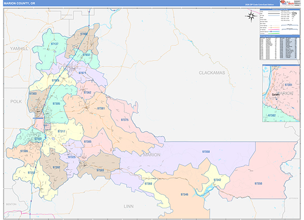 Marion County, OR Wall Map