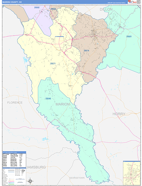 Marion County, SC Zip Code Map