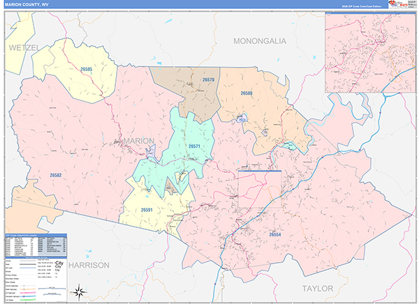Marion County, WV Zip Code Map