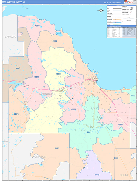 Marquette County, MI Zip Code Map