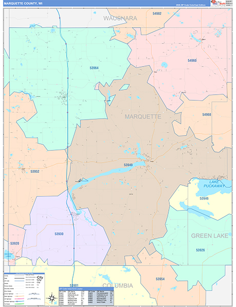 Marquette County, WI Wall Map
