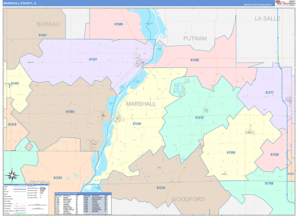Marshall County, IL Zip Code Map