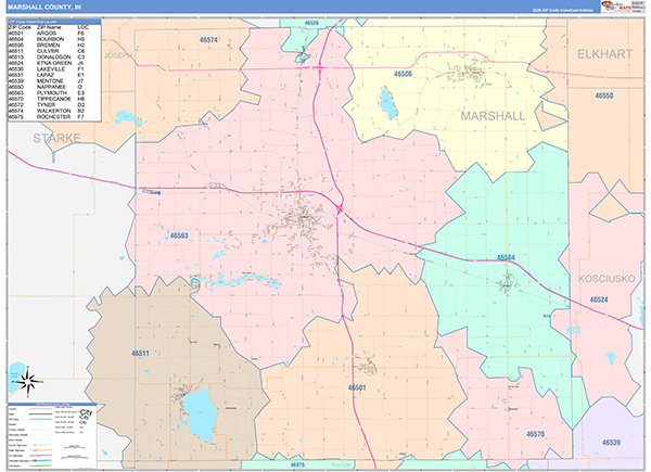 Marshall County, IN Zip Code Map