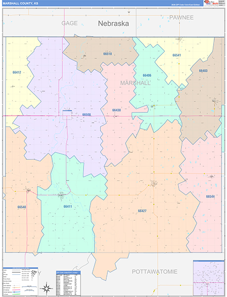 Marshall County, KS Zip Code Map