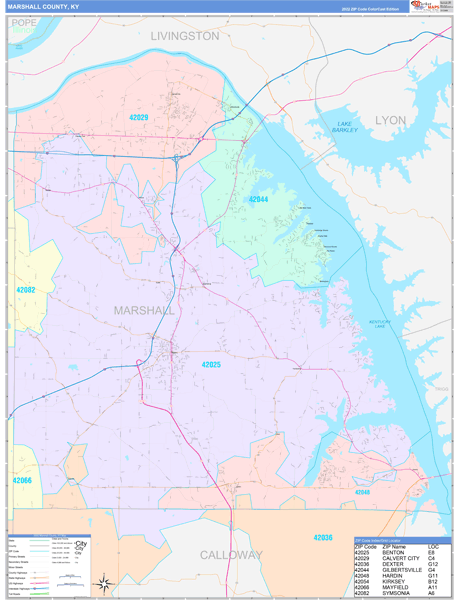 Marshall County, KY Zip Code Map