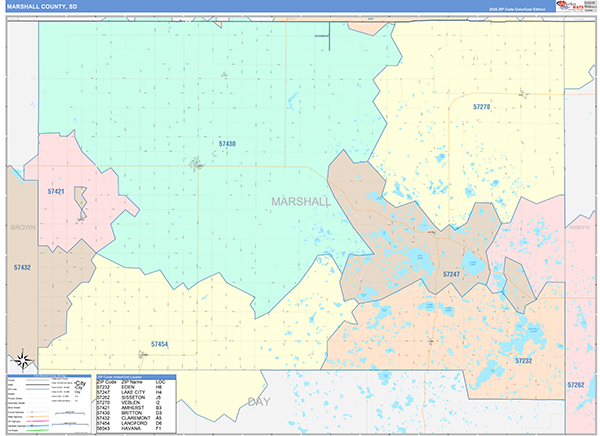 Marshall County, SD Zip Code Map