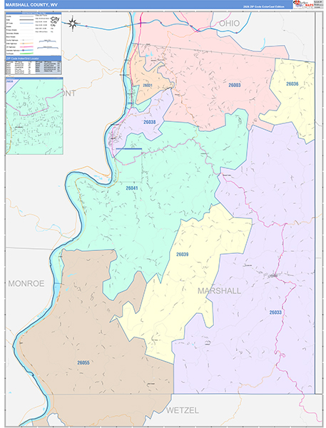 Marshall County, WV Zip Code Map