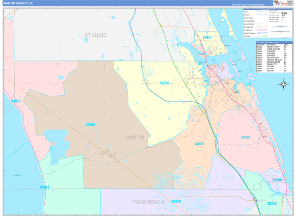 Martin County, FL Wall Map
