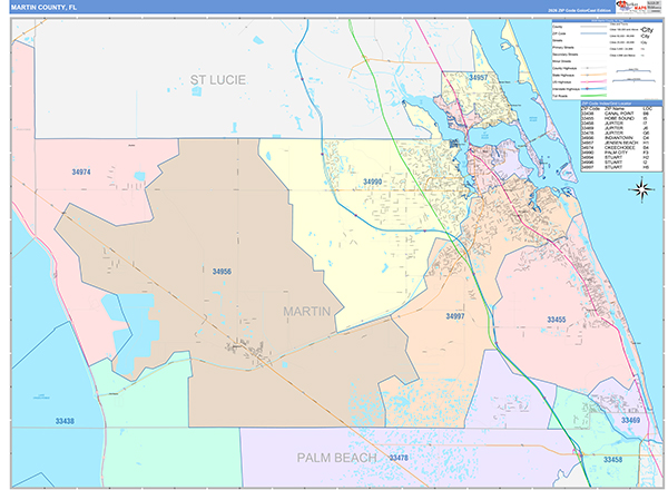 Martin County, FL Wall Map