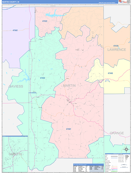 Martin County, IN Zip Code Map