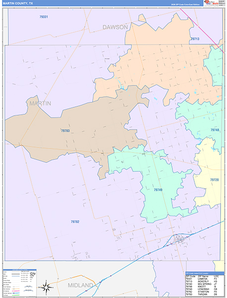 Martin County, TX Zip Code Map