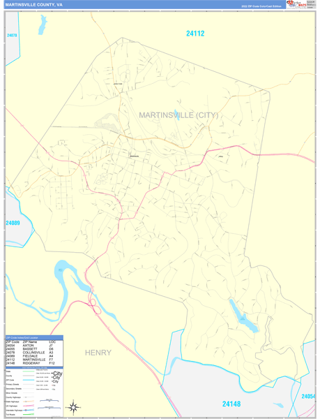 Martinsville County Digital Map Color Cast Style