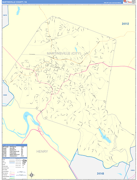 Martinsville County, VA Zip Code Map