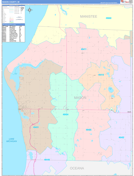Mason County, MI Wall Map