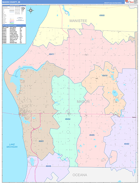 Mason County, MI Zip Code Map