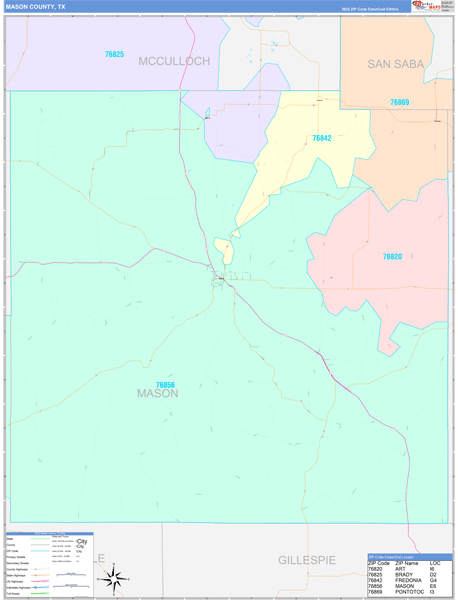 Mason County, TX Wall Map