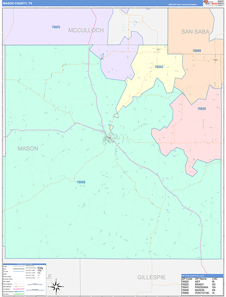 Mason County, TX Zip Code Map