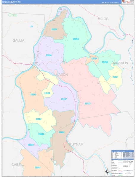 Mason County, WV Zip Code Map