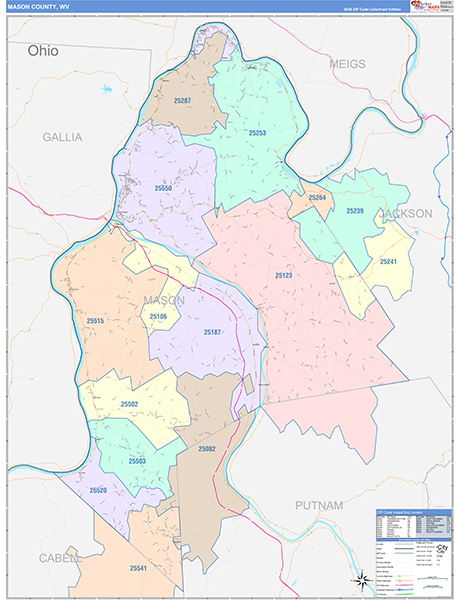 Mason County, WV Zip Code Map