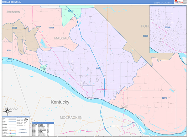 Massac County, IL Zip Code Map
