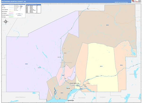 Matanuska-Susitna Borough (County), AK Wall Map
