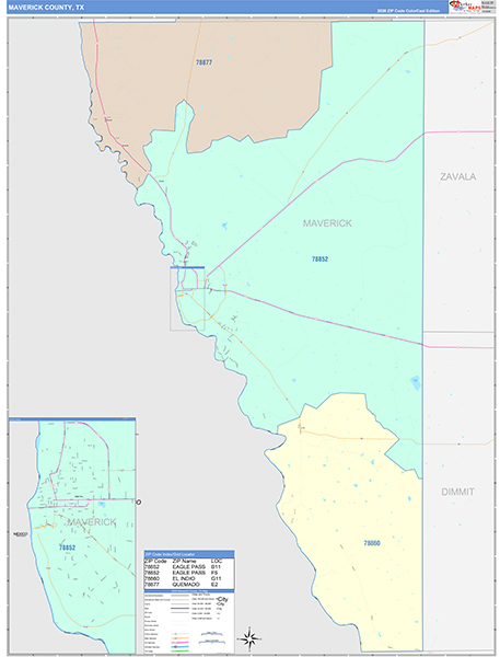 Maverick County, TX Zip Code Map
