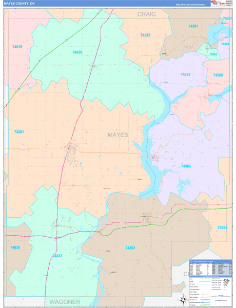 Mayes County, OK Wall Map