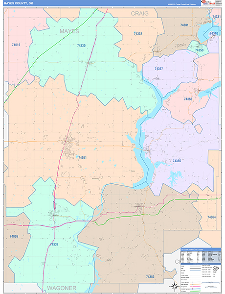 Mayes County, OK Zip Code Map