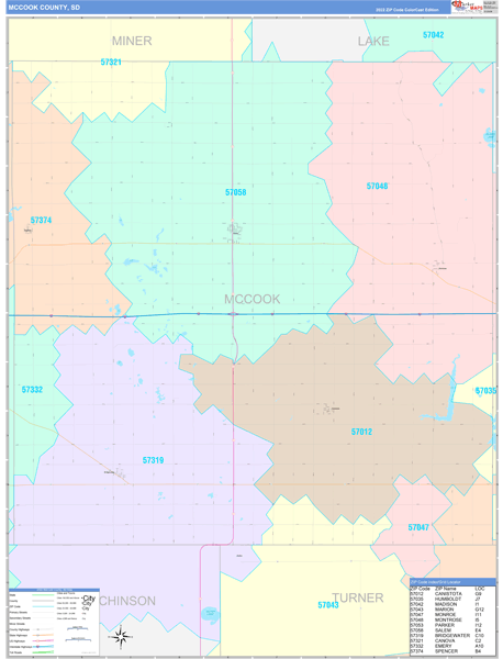 McCook County, SD Zip Code Map