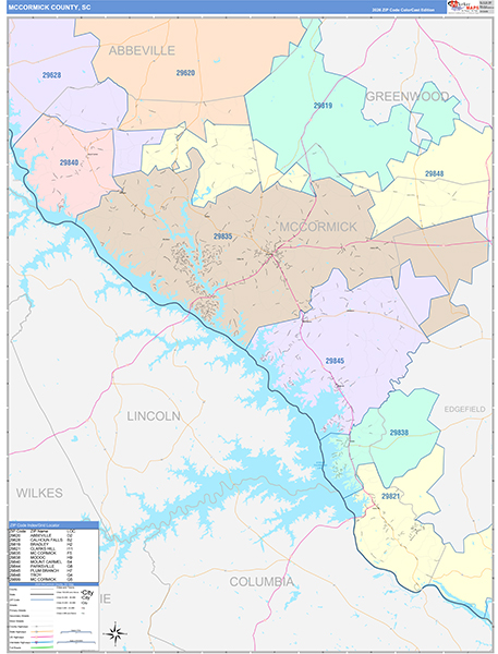 McCormick County, SC Wall Map