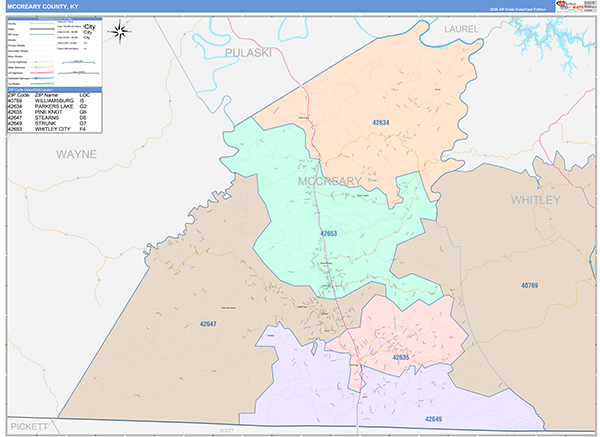 McCreary County, KY Zip Code Map