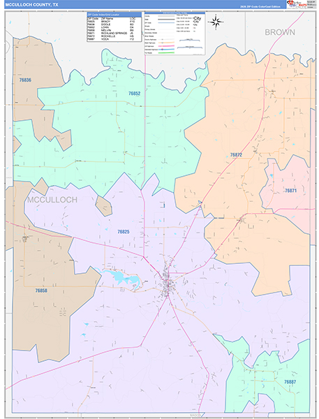 McCulloch County, TX Zip Code Map