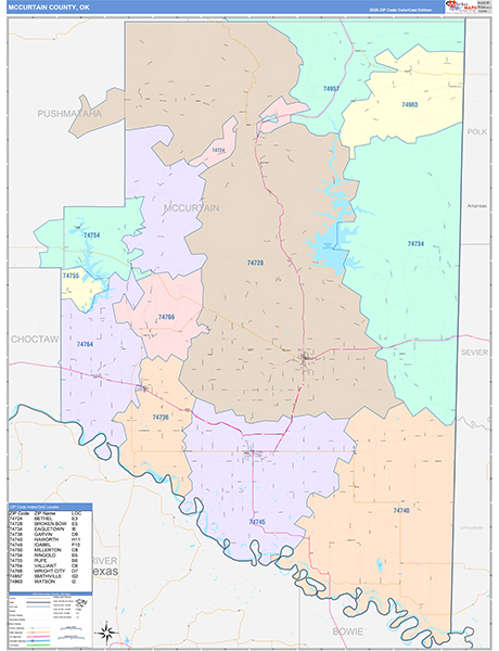 McCurtain County, OK Zip Code Map