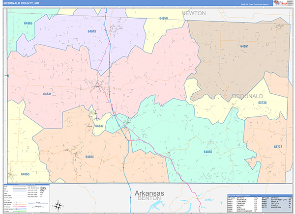 McDonald County, MO Zip Code Map