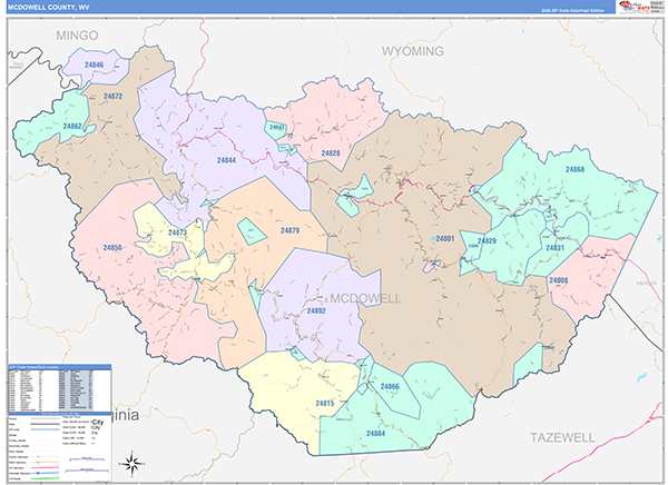 McDowell County, WV Zip Code Map