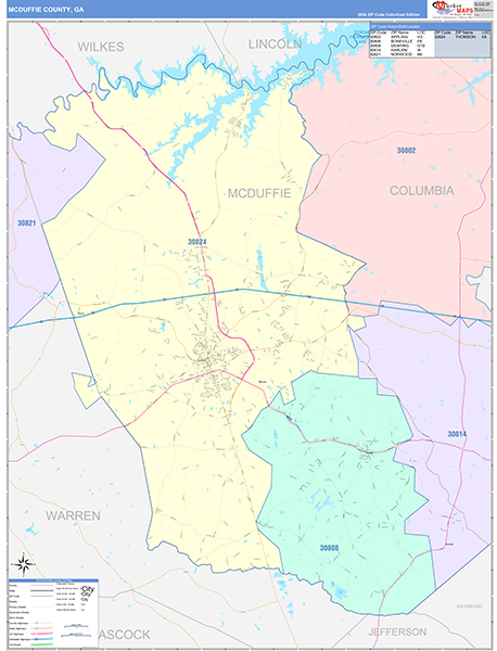 McDuffie County, GA Zip Code Map