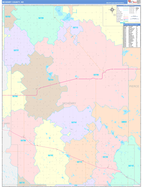 McHenry County, ND Zip Code Map