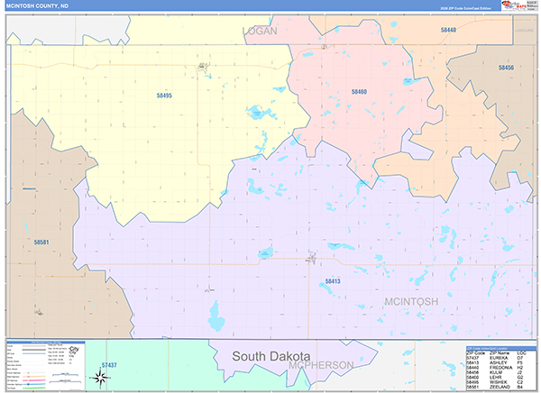 McIntosh County, ND Zip Code Map