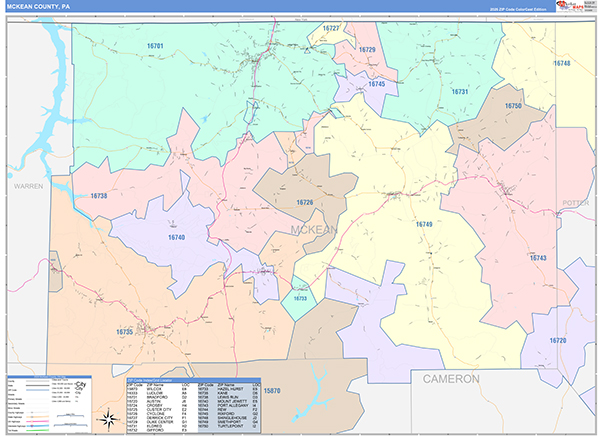 McKean County, PA Zip Code Map