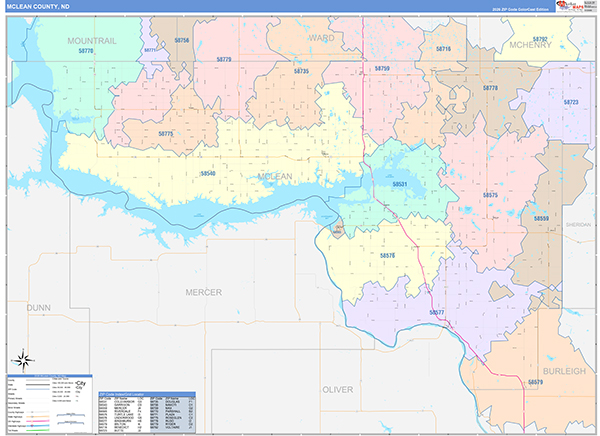 McLean County, ND Zip Code Map
