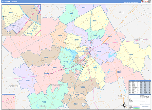 McLennan County, TX Zip Code Map