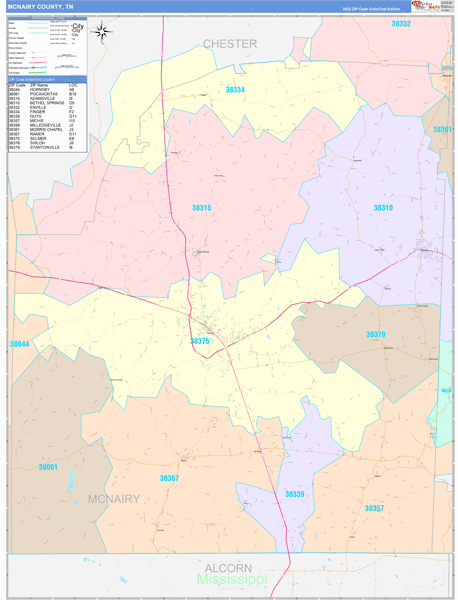 McNairy County, TN Zip Code Map
