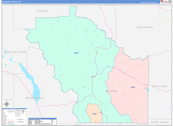 Meagher County, MT Zip Code Map