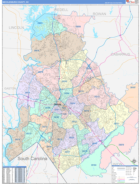 Mecklenburg County, NC Zip Code Map
