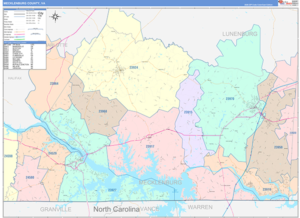 Mecklenburg County, VA Zip Code Map