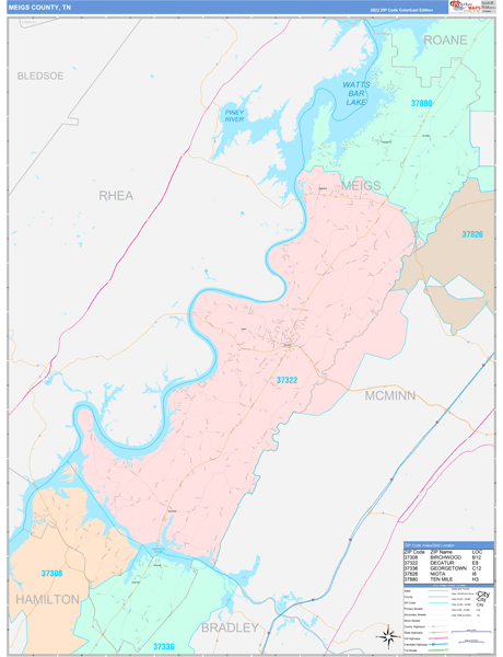 Meigs County, TN Zip Code Map