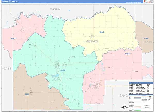 Menard County, IL Zip Code Map